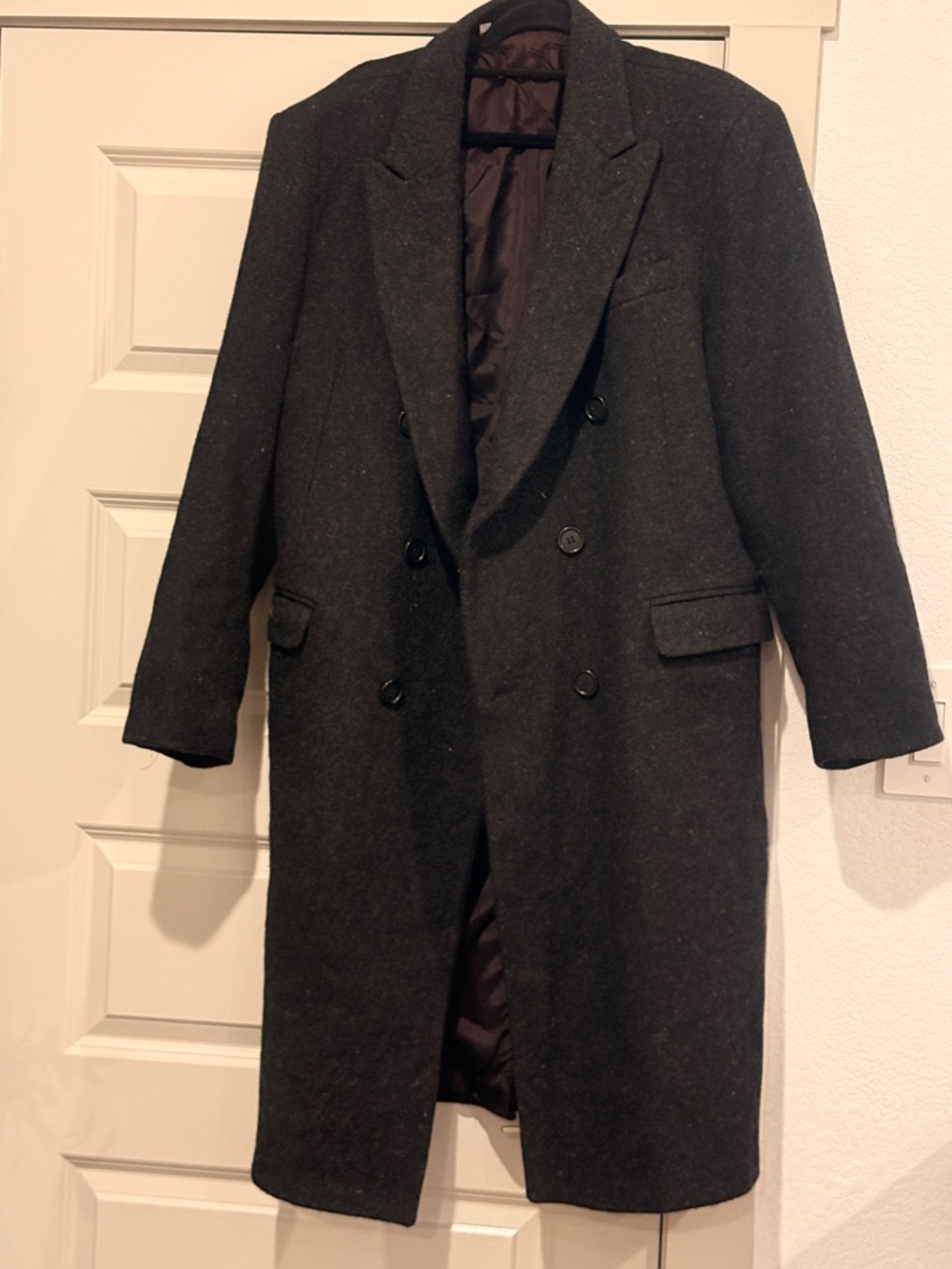 Barry Men's Double-Breasted Pea Coat - Dark Charcoal